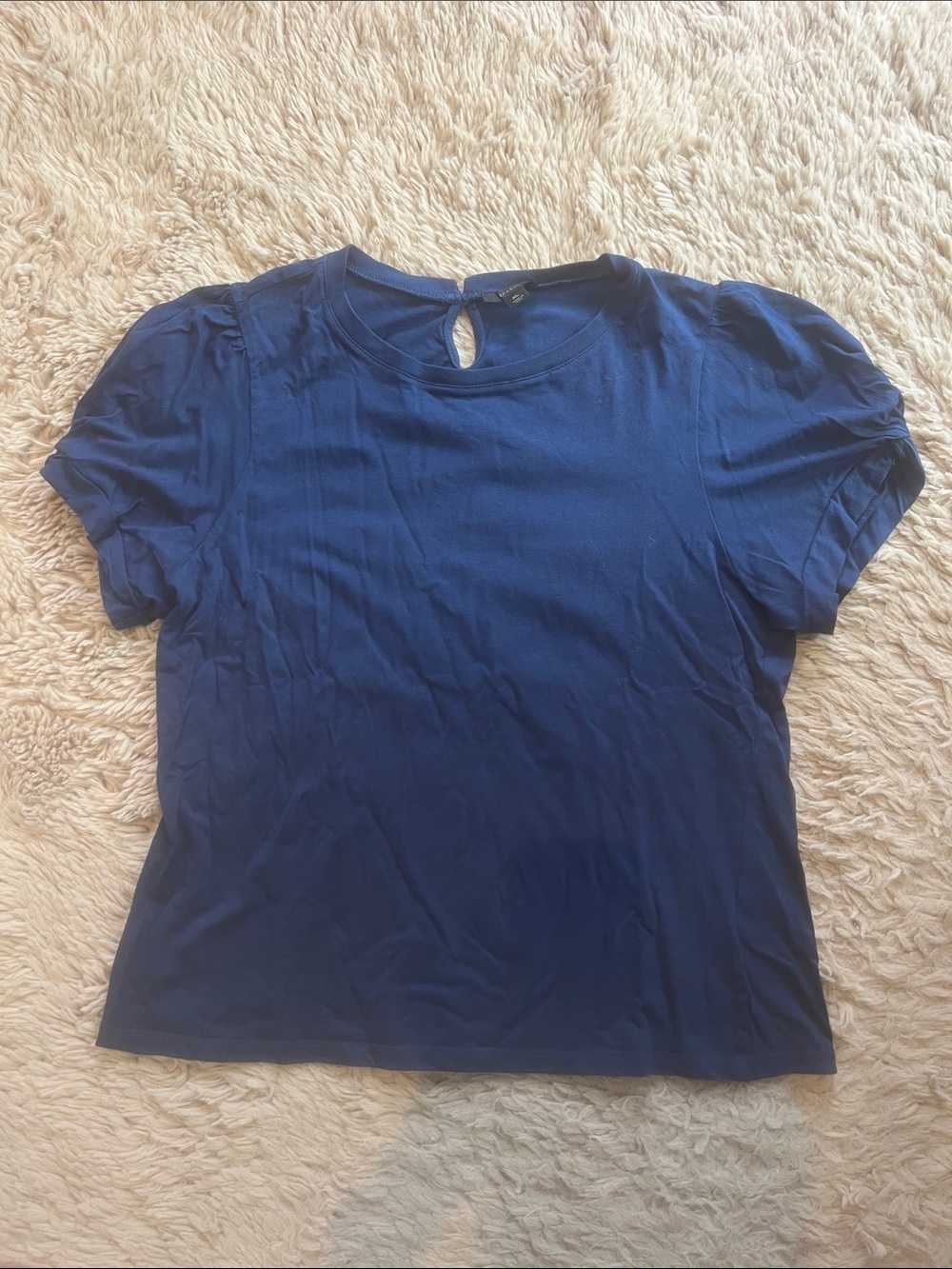J. Crew Navy Short Sleeve Puff-Sleeve Tee